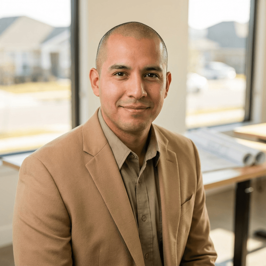 Headshot of a male customer in his early 30s
